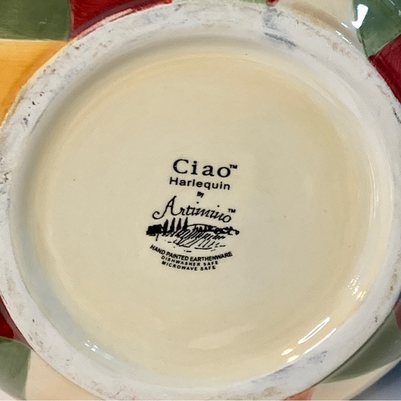 Artimino Ciao Harlequin Ball Pitcher Earthenware Diamond Pattern Large 80 oz - Picture 9 of 9